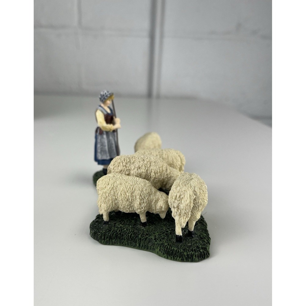 Lang & Wise Colonial Williamsburg Sheep Shepherdess & Split Rail Fence NEW - Picture 9 of 16